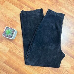 Vintage Eaton 1 Genuine Suede Pants Pleated Front Sz 10 14 Black